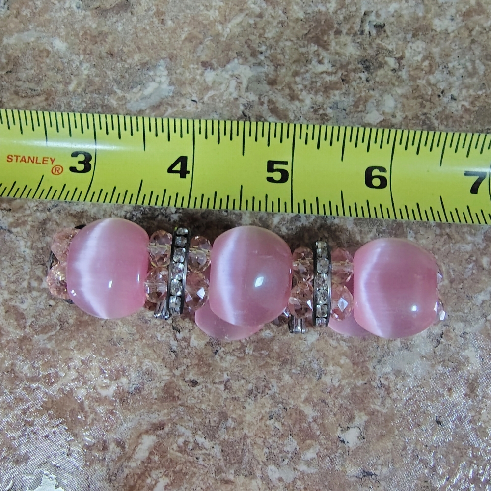 Chic Pink Beaded Bracelet with Silver Accents